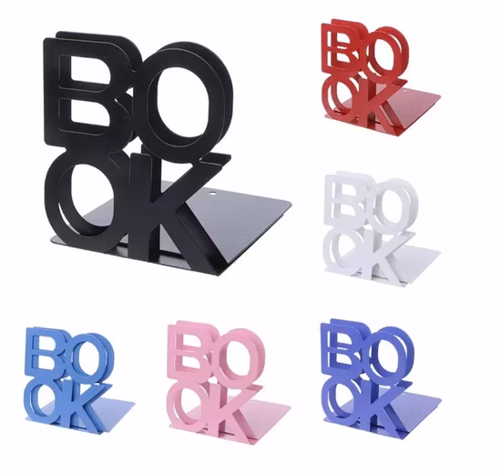 Custom Book Letter Shaped Home Office Book Ends Metal Bookends
